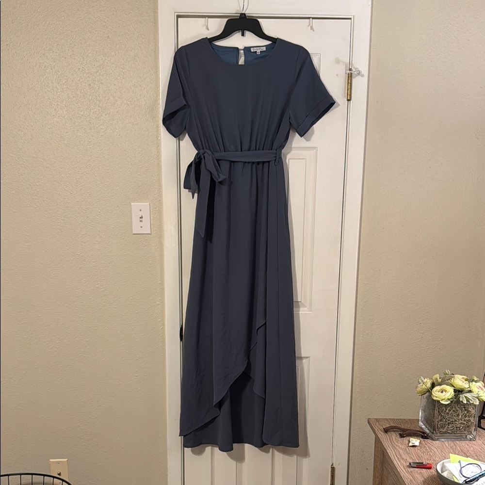 Elegant Navy Women's High Low Dress